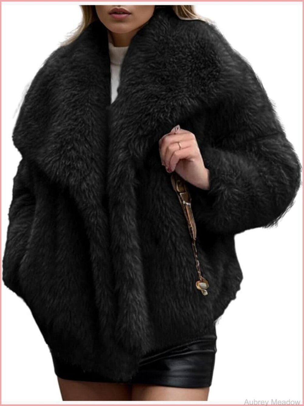 Faux Fur Coat Fluffy Shaggy Jacket Long Sleeve Lapel Winter Warm Outwear